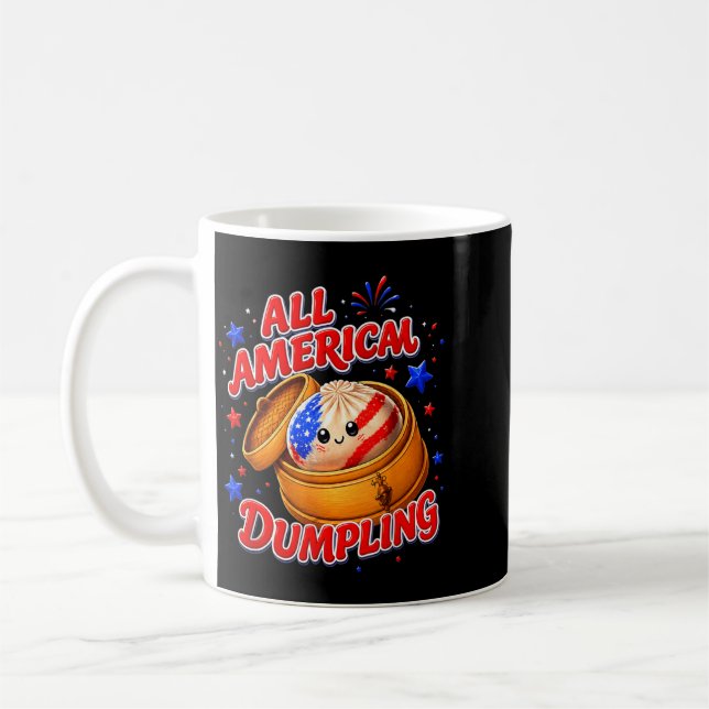 Süße Kinder Ed Amerikanischer Dumpling 4. Juli Mäd Kaffeetasse (Links)