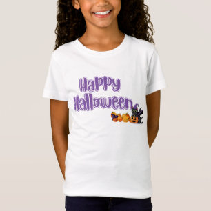 Süße Kinder Frohes Halloween Schwarze Katze T-Shirt