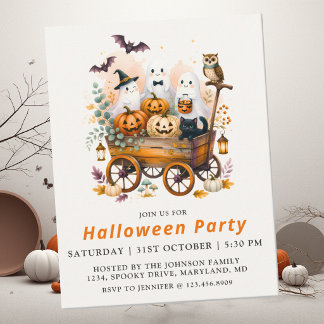 Süße Kinder Geister & Kürbisse Halloween-Party Einladung