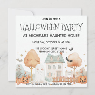 Süße Kinder Geisterhaus Halloween-Party Einladung