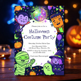 Süße Kinder Gruselige Halloween-Kostümparty-Spaß Einladung