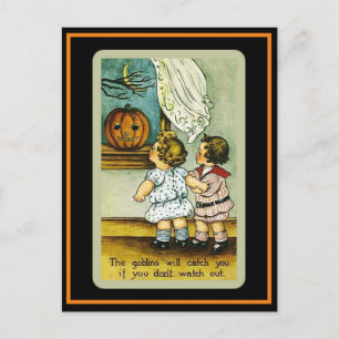 Süße Kinder gruseliger Vintage-Halloween Postkarte