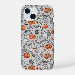 Süße Kinder Halloween-Doodle-Muster iPhone 15 Hülle