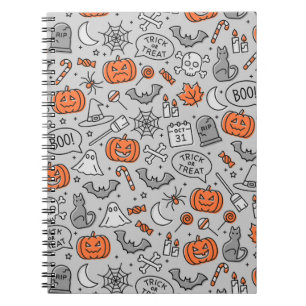 Süße Kinder Halloween-Kritzelmuster Notizblock
