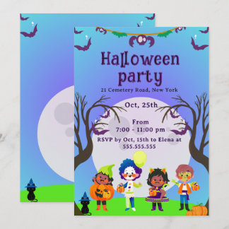 Süße Kinder Halloween-Party-Einladung Einladung