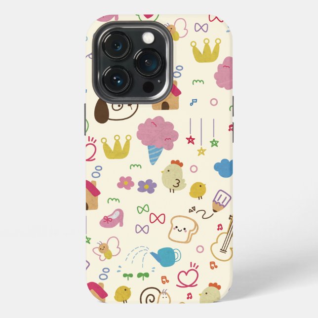 Süße Kinder Kritzelmuster iPhone Hülle (Hinten)