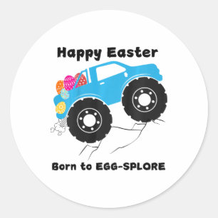 Süße Kinder LKW geboren für Ostereier Ostertag Runder Aufkleber