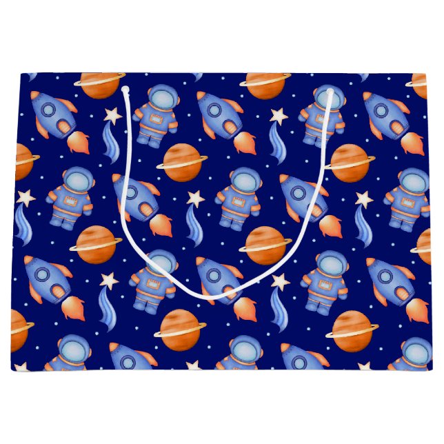 Süße Kinder Raketenschiffe & Astronaut Große Geschenktüte (Vorderseite)