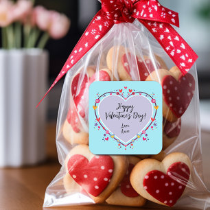 Süße Kinder Valentinstag Herz Quadratischer Aufkleber