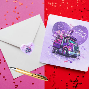Süße Kinder Valentinstag Lila LKW und freche Gedic Mitteilungskarte