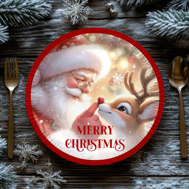 Süße Kinder Weihnachts Dinner Teller Santa Rudolph (Cute Kids Christmas Dinner Plates Santa Rudolph)