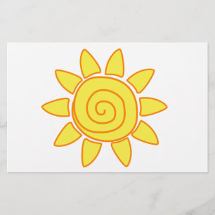 Süße Kinderzeichnung Sonnenillustration Briefpapier