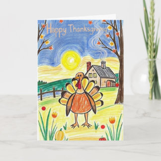 Süße Kinderzeichnung Thanksgiving-Karte mit Trutha Karte