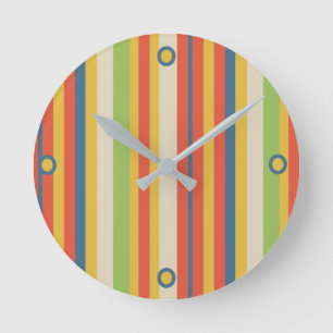 Süße Kinderzirkus-Streifen-Rund-Uhr Runde Wanduhr