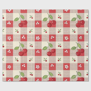 Süße Kirsch-Gingham-Geschenkpapier Geschenkpapier