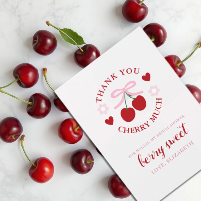 Süße Kirsch-Hochzeitsdusche Dankeskarte (Von Creator hochgeladen)