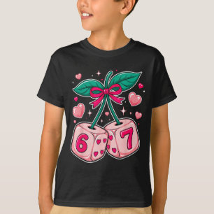 Süße Kirsch-Würfel Valentinstag Rosa Kawaii 67 Mem T-Shirt