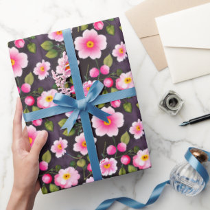 Süße Kirschblüten rot, blau, gelb Geschenkpapier