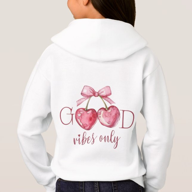 Süße Kirsche Gute Vibes Only Ästhetik Hoodie (Rückseite)