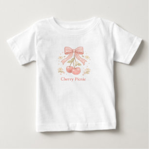 Süße Kirsche mit rosa Schleifen-Illustration für K Baby T-shirt