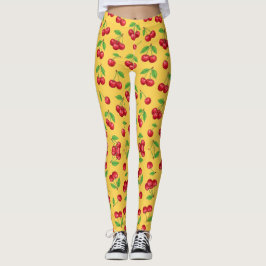 Süße Kirsche Nahtloses Fruchtmuster Leggings