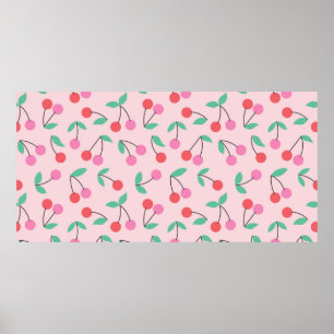Süße Kirsche nahtloses Musterdesign. Vintage-Illus Poster