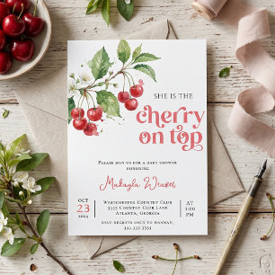 Süße Kirsche Oben Baby Shower Aquarell Frucht Einladung