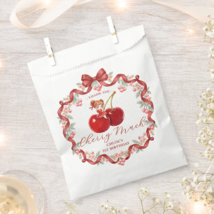 Süße Kirsche Oben Geburtstagseinladung Rosa Mädche Geschenktütchen