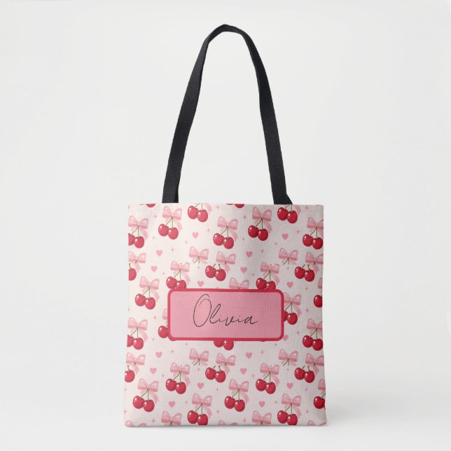 Süße Kirsche- und rosa Schleife-Coquette-Tasche (Vorderseite)