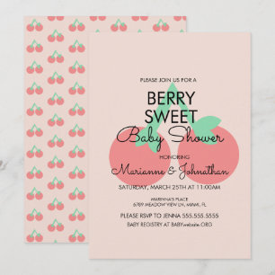 Süße Kirschen Frucht Rosa Baby Shower Einladung