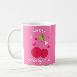 Süße Kirschen Liebes Herzen Foto Valentinstag Rosa Kaffeetasse