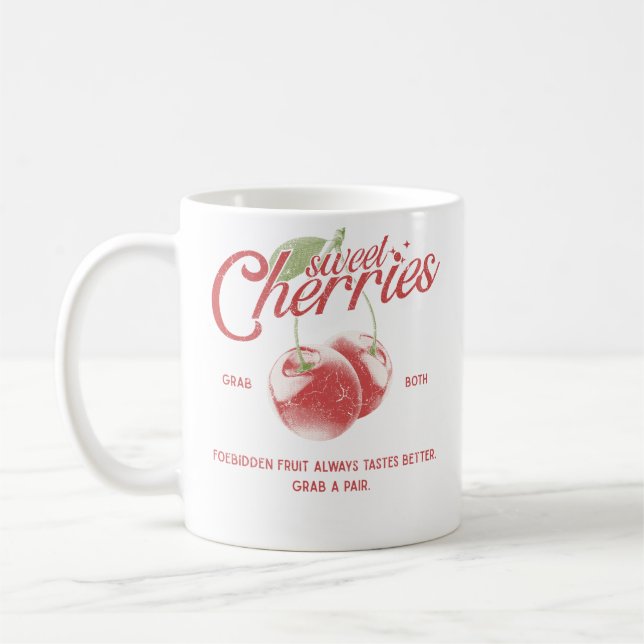 Süße Kirschen Verbotene Frucht  Kaffeetasse (Links)