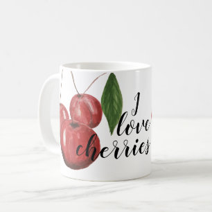 Süße Kirschen Wasserfarbe Handgemalt Monogramm Kaffeetasse