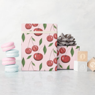 Süße Kirschen Wasserfarben-Illustrationsmuster Geschenkpapier