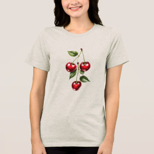 Süße Kirschzweig-T-Shirt-Gestaltung, frische rote Tri-Blend Shirt