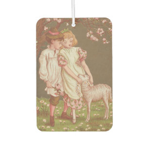Süße kitschige Vintage-Valentinsgrußkarte, Kinder  Autolufterfrischer