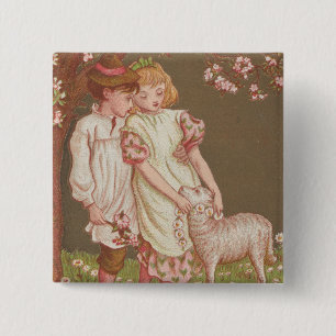 Süße kitschige Vintage-Valentinsgrußkarte, Kinder  Button