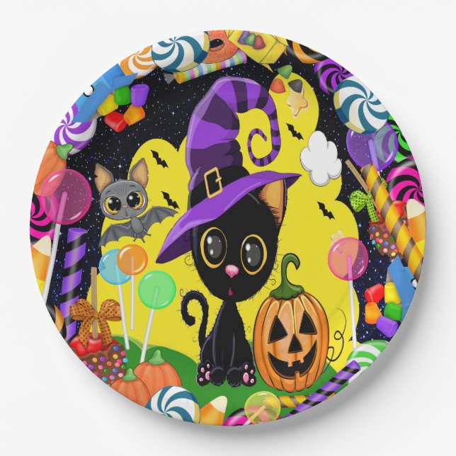 Süsse Kitty Halloween-Party Goods Pappteller (Vorderseite)
