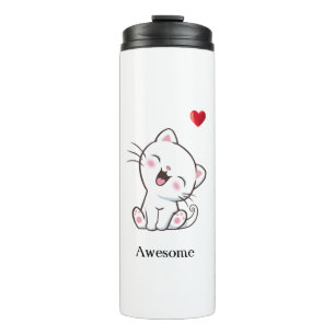 Süße Kitty Katze & Herz Thermotumbler Thermosbecher