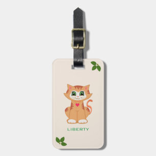 Süße Kitty Katze & Lorbeerblätter Gepäckanhänger