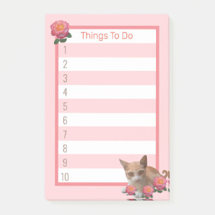 Süße Kitty-Katze und Rosen Post-it Klebezettel