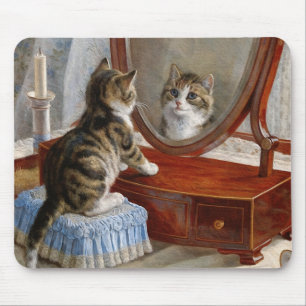 Süße Kitty-Katze Vintage-Gemälde von Frank Paton Mousepad