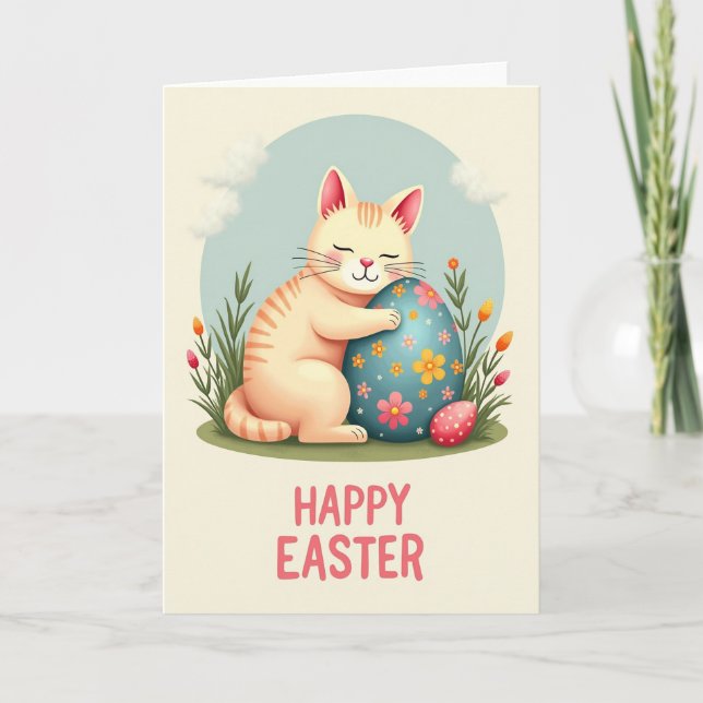 Süße Kitty-Ostergrüße-Karte Karte (Vorderseite)