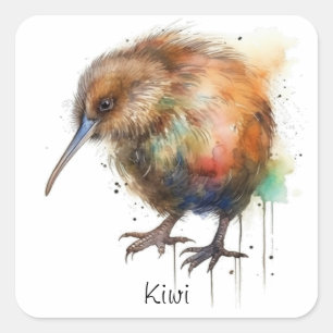 Süße Kiwi, individuell Quadratischer Aufkleber