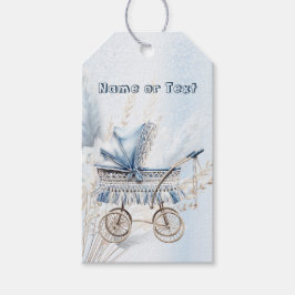 Süße klassische Babytrage Blau Floral Schön Geschenkanhänger