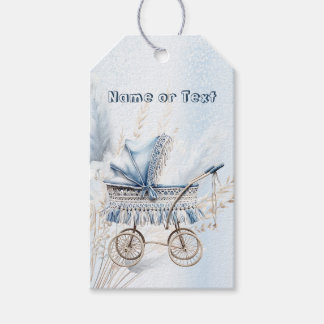 Süße klassische Babytrage Blau Floral Schön Geschenkanhänger