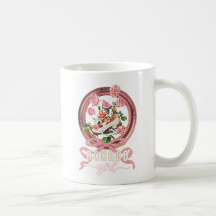 Süße Klassische Rosa Rokoko Mädchen Rosen Schleife Kaffeetasse