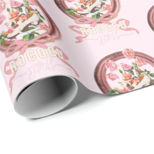 Süße klassische rosa Rokoko-Mädchen-Rosen-Schuh Geschenkpapier