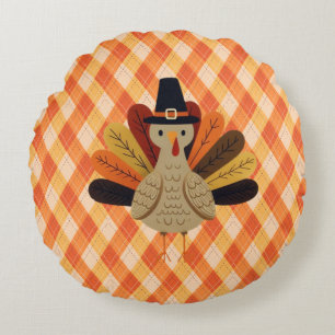 Süße, klassische/vintage Thanksgiving-Pute Rundes Kissen