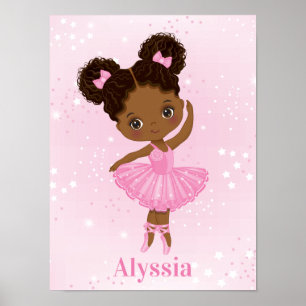 Süße kleine afroamerikanische Ballerina Poster